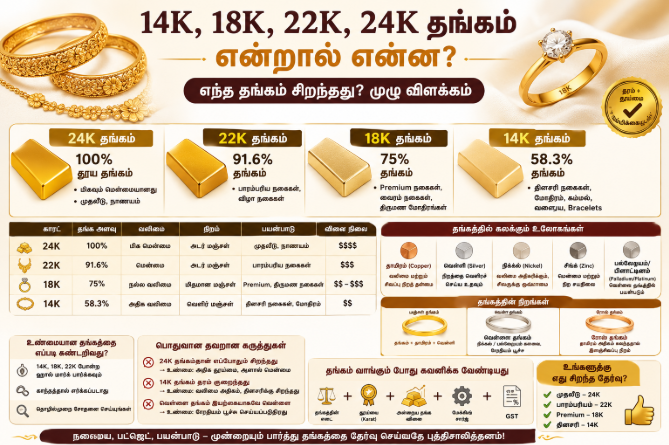 Gold purity comparison chart in Tamil